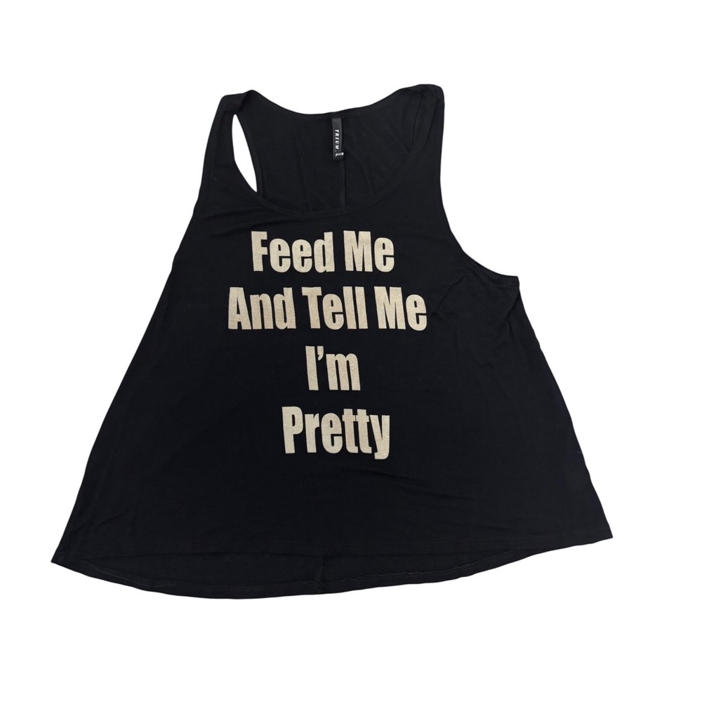 Triumph Womens Black Feed Me And Tell Me Im‎ Pretty Graphic Tank Top Size M